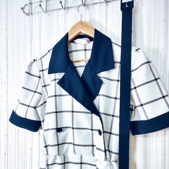 Vintage Dress with Belt (Navy Blue) - Picture 3 of 9